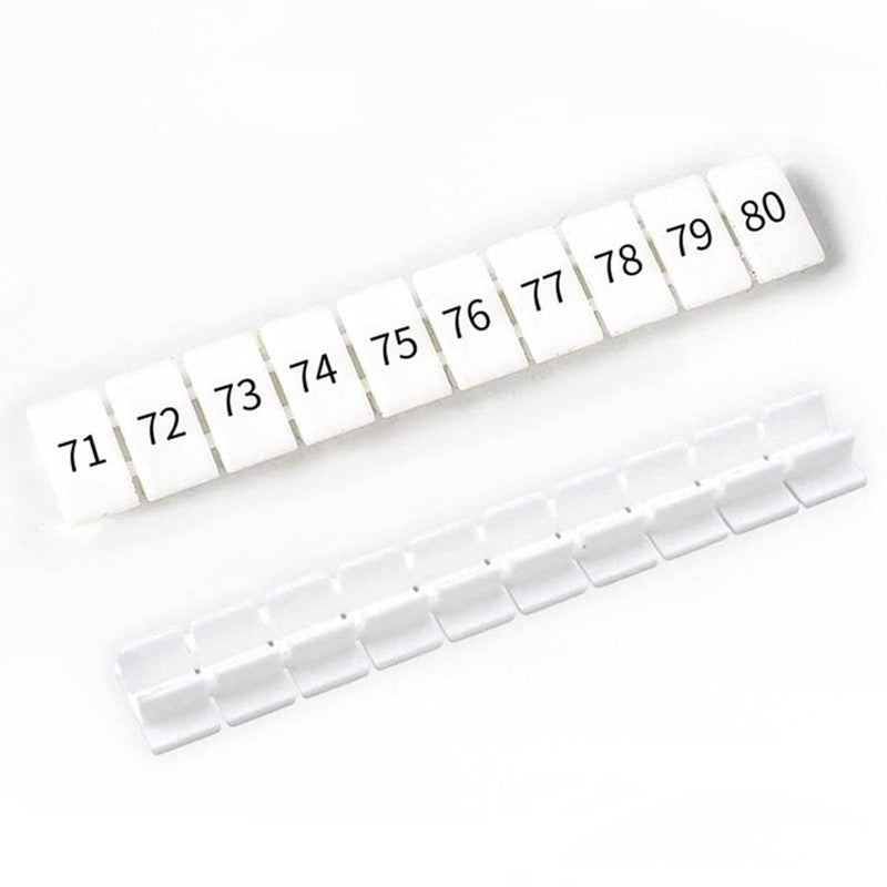 Erayco 20 Pcs Terminal Marker Strip - Terminal Blocks Labels Marking Tags Mark Bar for UK2.5B/UK5N /UDK4/ UKK5 DIN Rail Terminal Label (71-80) - Image 1